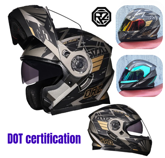 Dual Visor Motorcycle Racing Helmet - خوذة دراجة نارية مزدوجة الوجه Orz-Full