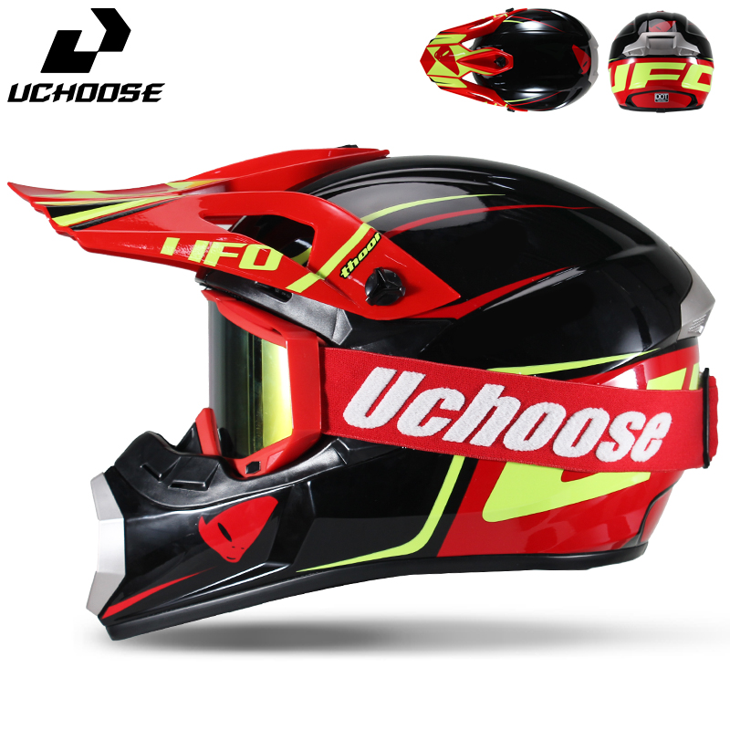 Off Road Motocross Helmet Goggles Set - طقم خوذة موتوكروس من يوتشويس للبالغين،
