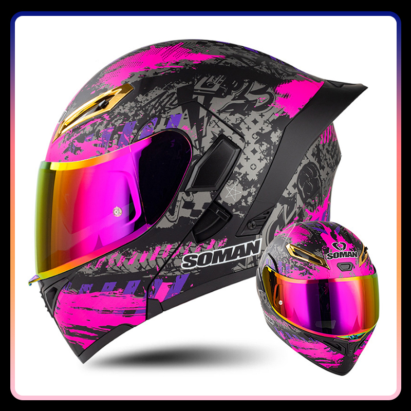 أربعة مواسم العالمي الوجه حتى  - مراجعة Dual Visor Motorcycle Racing Helmet وسعره