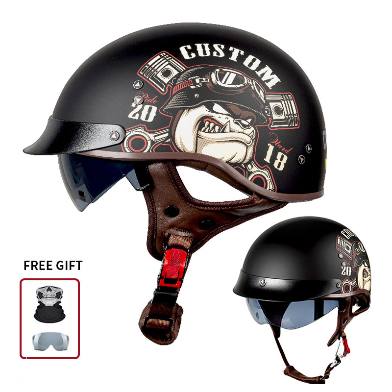 خوذة دراجة نارية كلاسيكية نصف  - مراجعة Vintage Open Face Retro Helmet وسعره