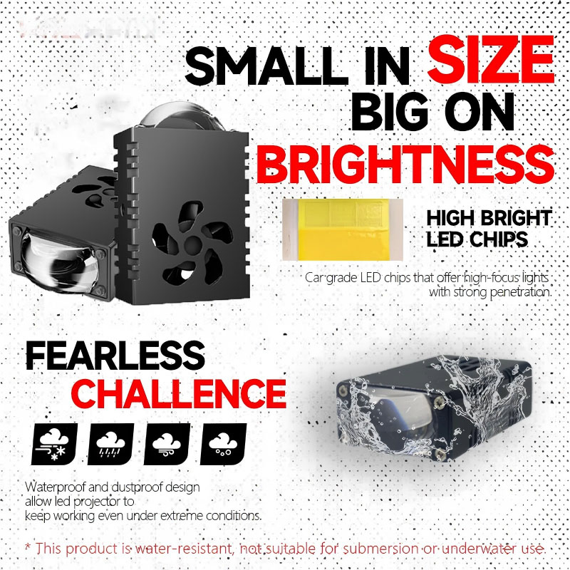 مصباح قيادة LED صغير بعدسة عاك - مراجعة Universal Motorcycle Led Headlight Projector وسعره