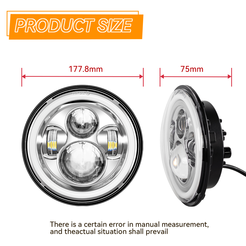 مصباح أمامي دائري عالمي مقاس 7 - مراجعة Universal Motorcycle Led Headlight Projector وسعره