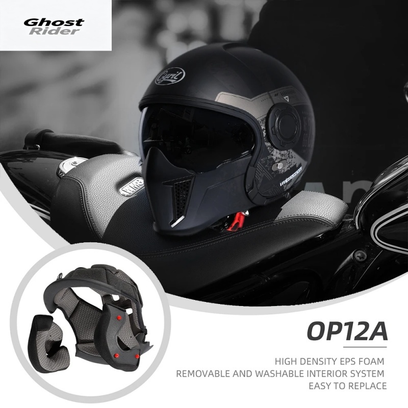 خوذة دراجة نارية موديل OP12A،  - مراجعة Quick Release Buckle Motorcycle Helmet وسعره