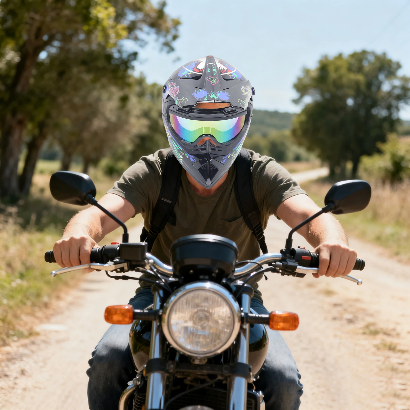 طقم خوذة موتوكروس، خوذات دراجا - مراجعة Off Road Motocross Helmet Goggles Set وسعره