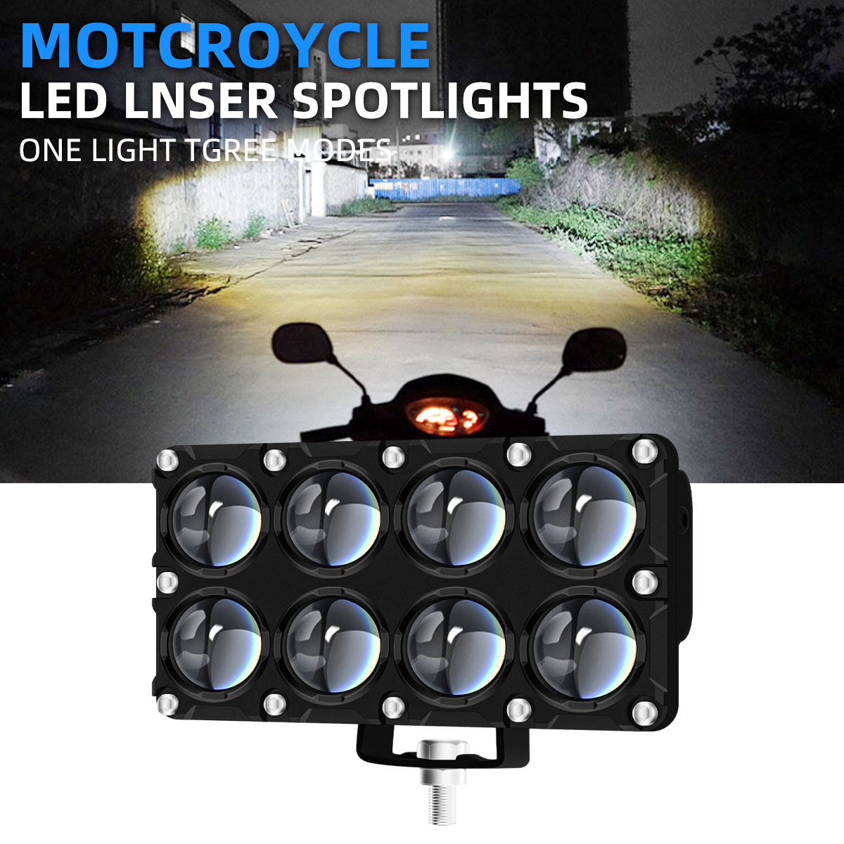 مصباح إضاءة إضافي للدراجات الن - مراجعة Universal Motorcycle Led Headlight Projector وسعره