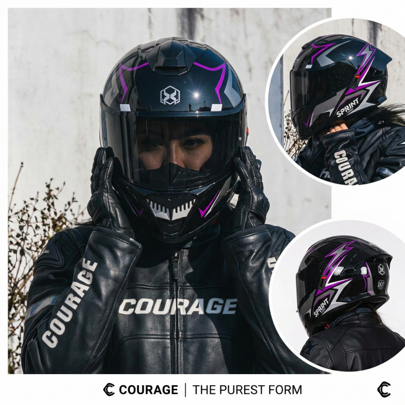 خوذة دراجة نارية كاملة الوجه ق - مراجعة Modular Flip Up Motorcycle Helmet Dot Approved وسعره