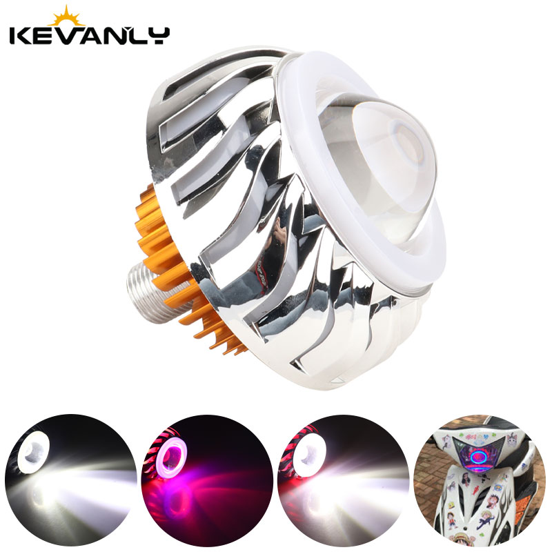 مصباح أمامي مزدوج LED لعيون ال - مراجعة Universal Motorcycle Led Headlight Projector وسعره