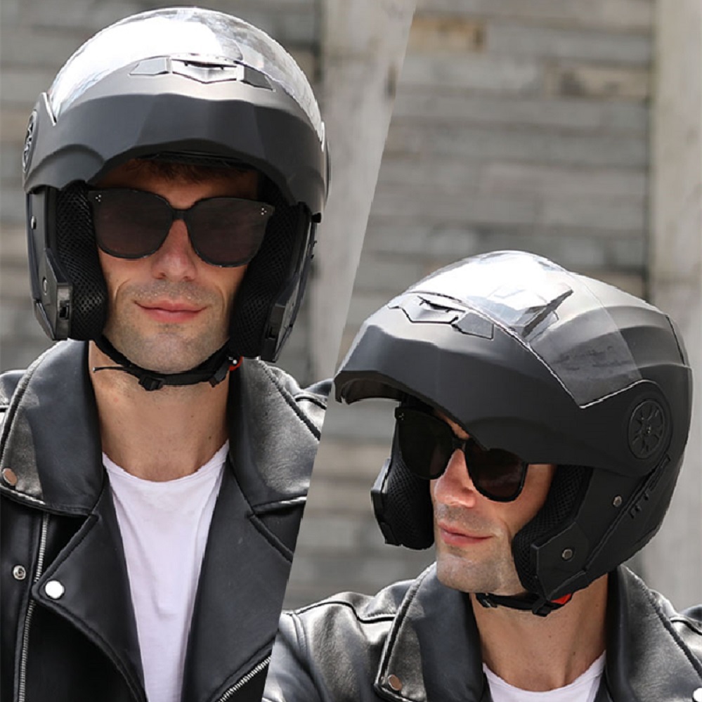 خوذة موتوكروس للدراجات النارية - مراجعة Modular Flip Up Motorcycle Helmet Dot Approved وسعره