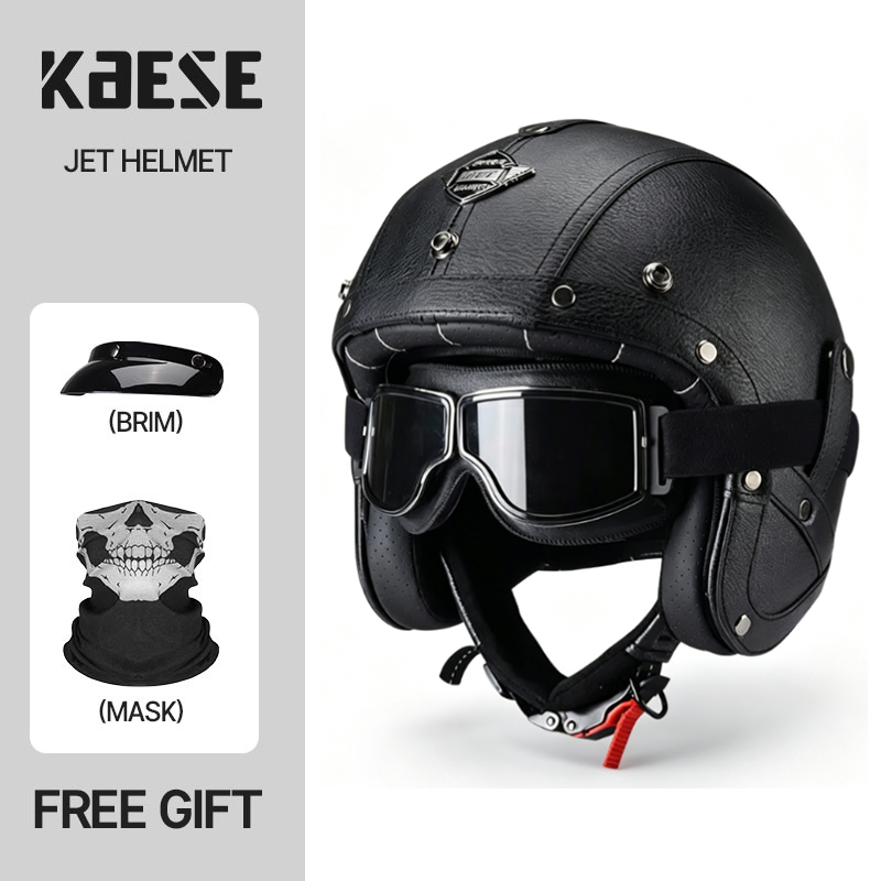 خوذة KAESE الكلاسيكية الرمادية - مراجعة Vintage Open Face Retro Helmet وسعره
